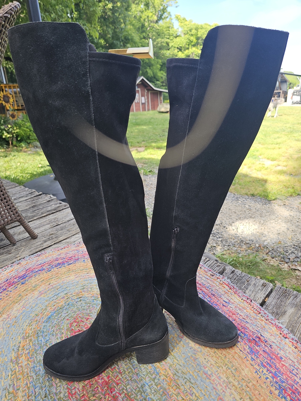 Vince Camuto Tall Black Leather Suede Over-The-Knee Boots - Picture 6 of 15